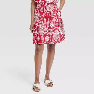 NWT Women's Mini Tiered A-Line Skirt - Knox Rose Red Floral